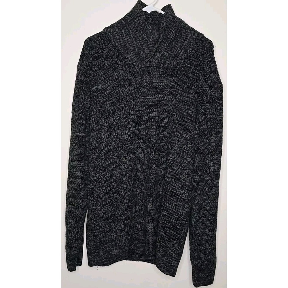 Carbon Knit Cowl Neck Sweater Mens XXL Dark Gray Cozy Minimalist Winter Acrylic